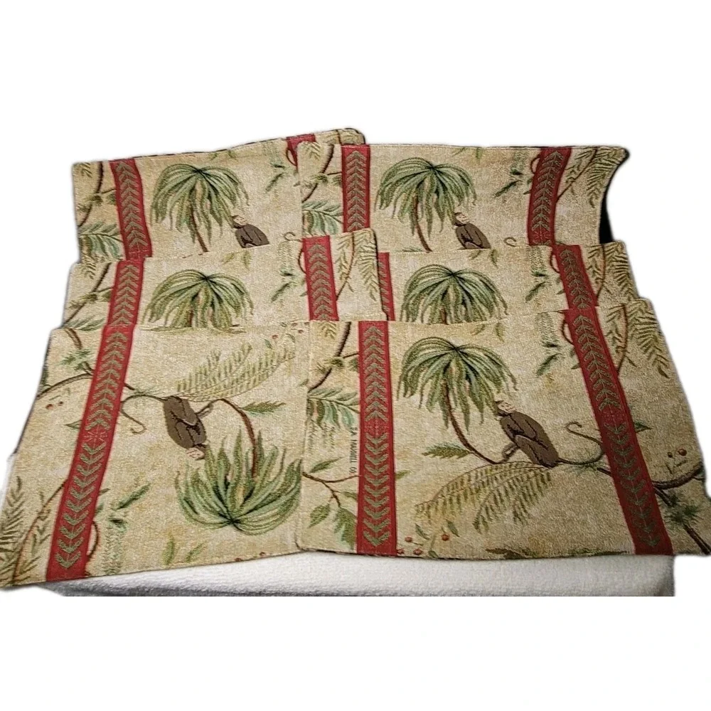 Escape To Paradise Monkey In Palm Tree Tapestry Placemats Set Of 6